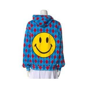 Aviator Nation Smiley Harlequin Diamond Repeat Hoodie Pullover Festival Sz XS